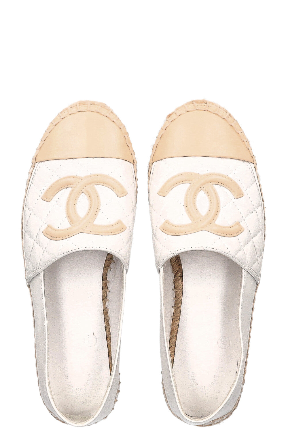 CHANEL Espadrilles Flats Quilted White