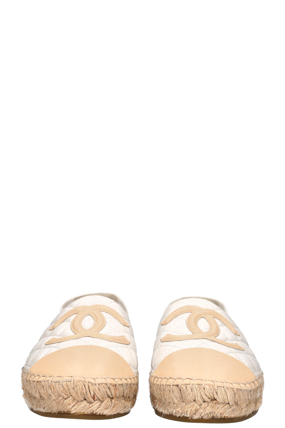 CHANEL Espadrilles Flats Quilted White