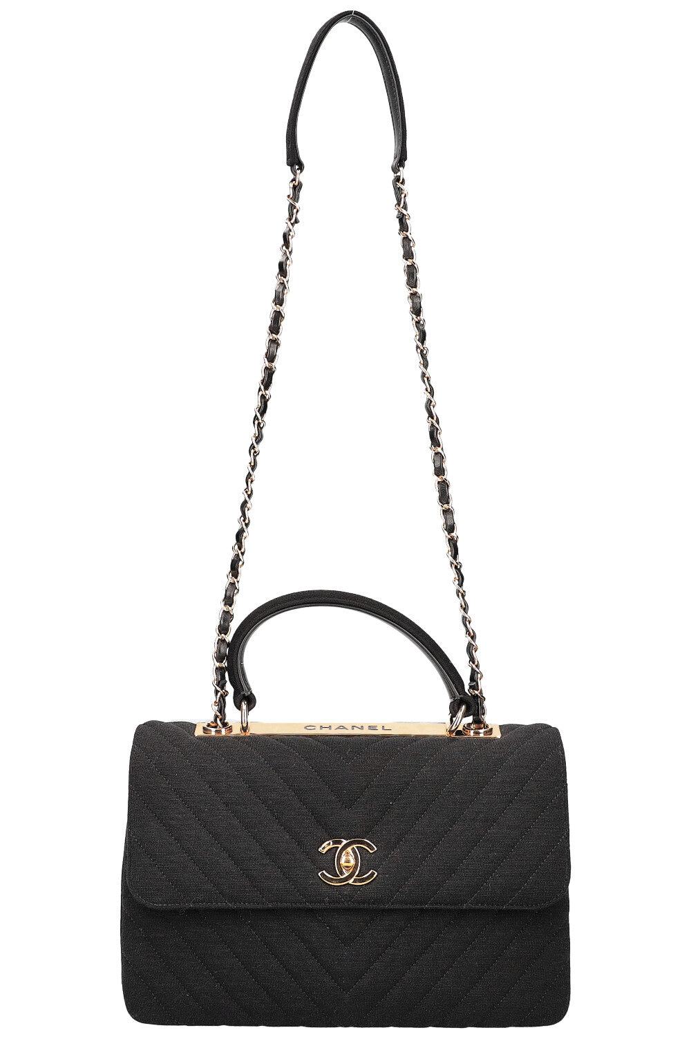 CHANEL Medium Trendy Bag Chevron Jersey Black REAWAKE