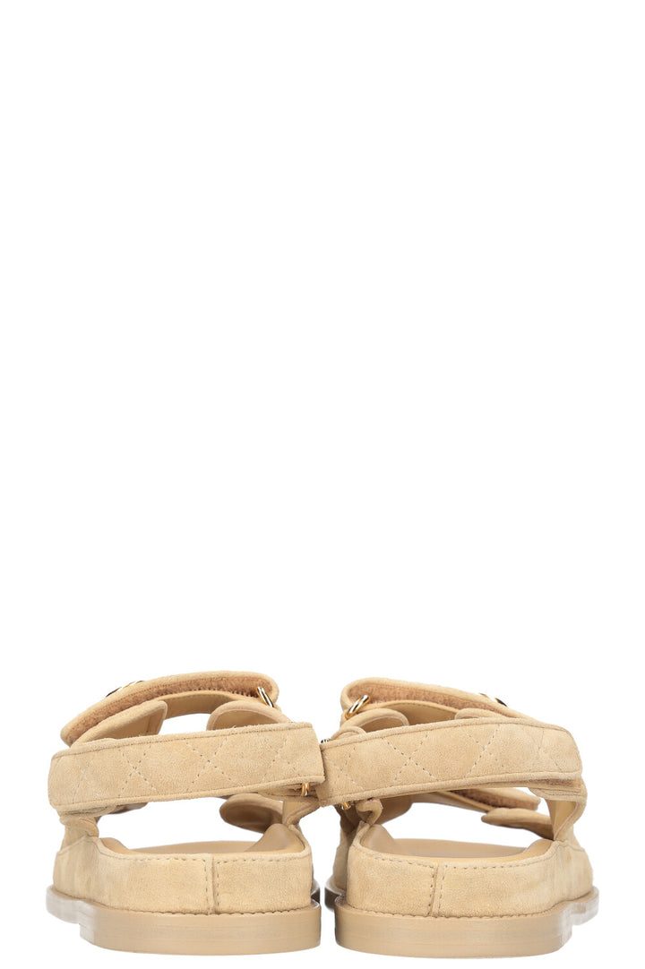 CHANEL Dad Sandals Suede Beige