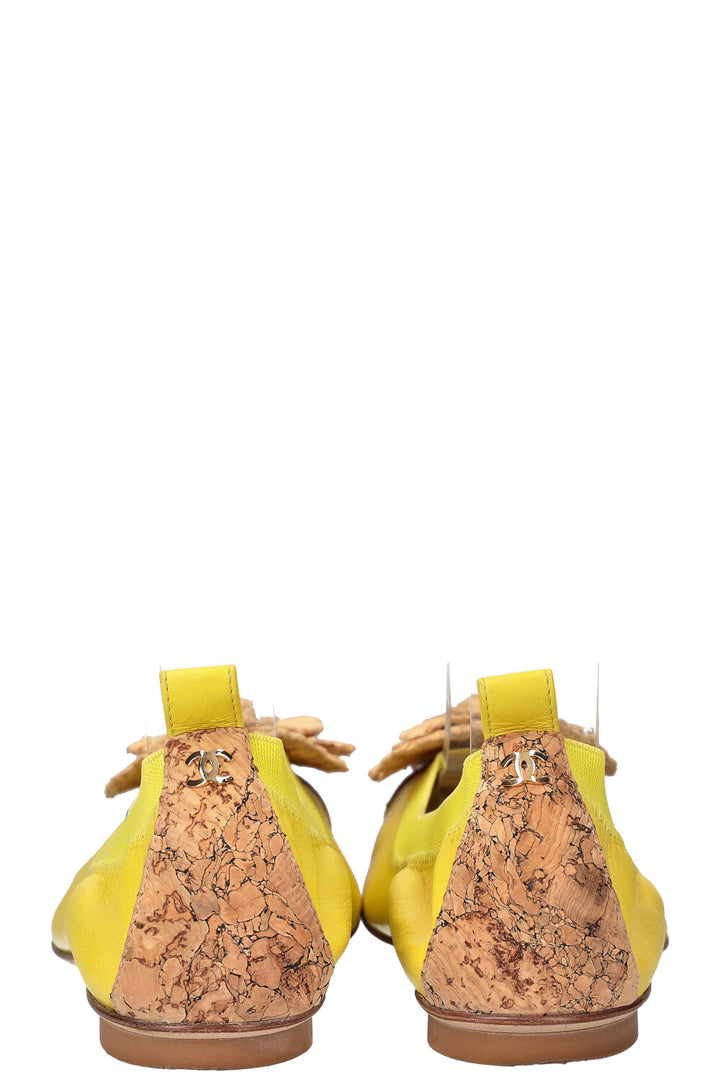CHANEL Raffia Flats Yellow