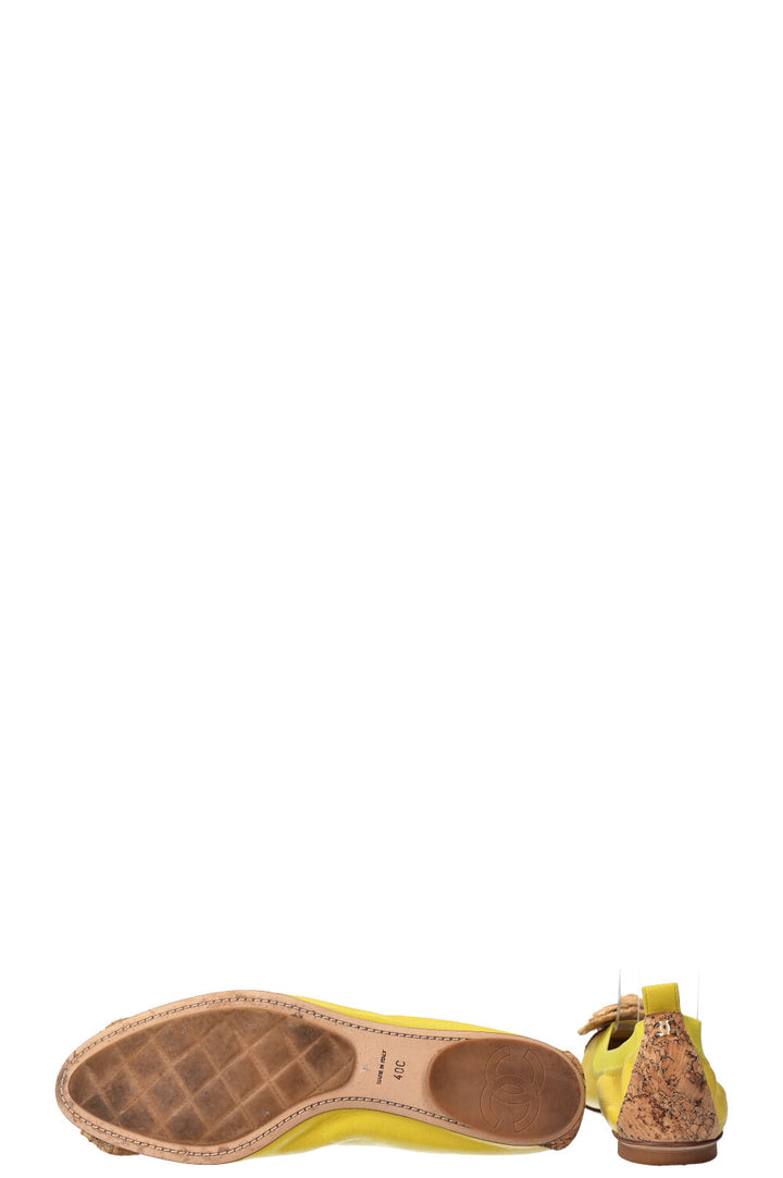 CHANEL Raffia Flats Yellow