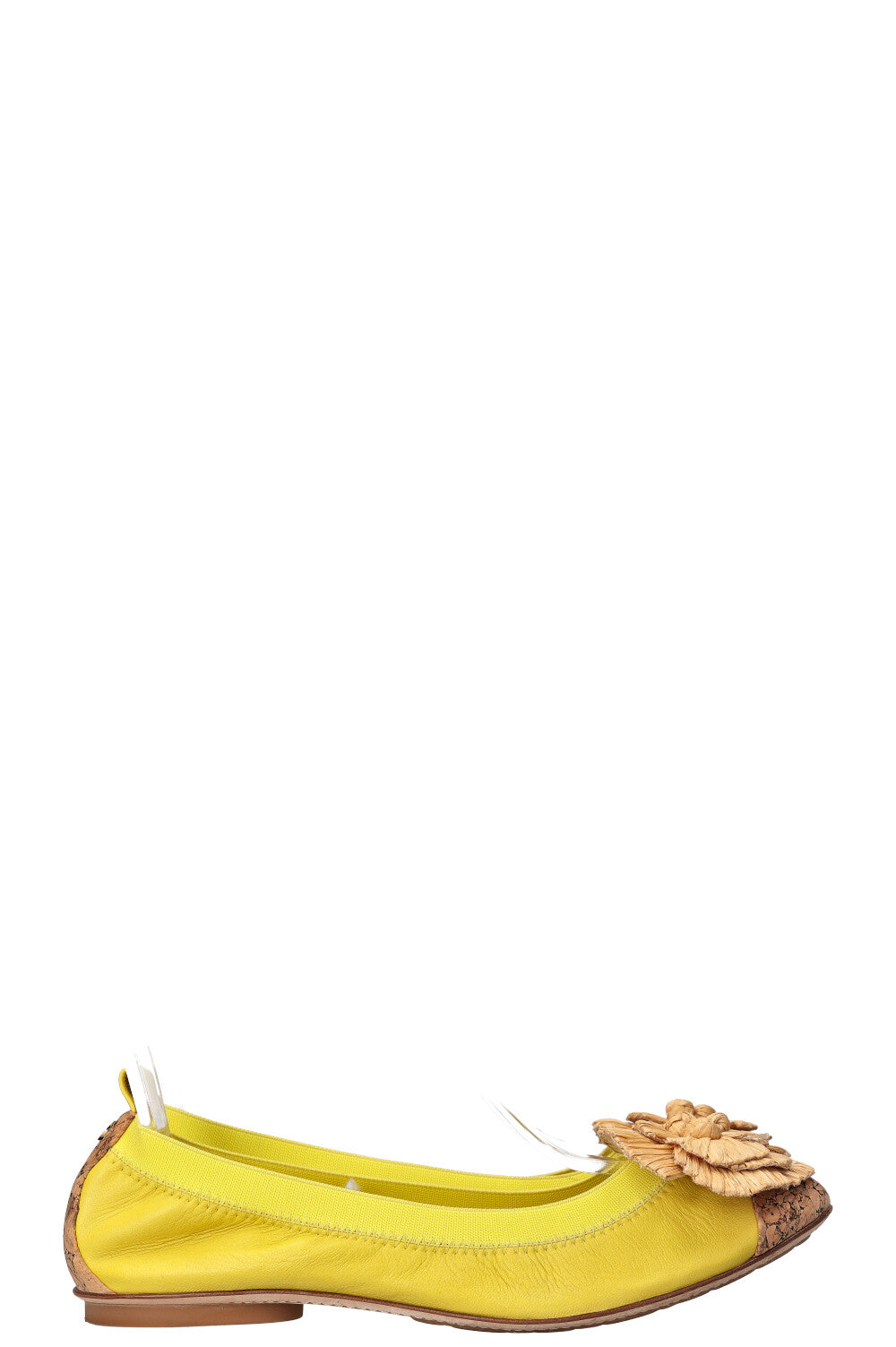 CHANEL Raffia Flats Yellow