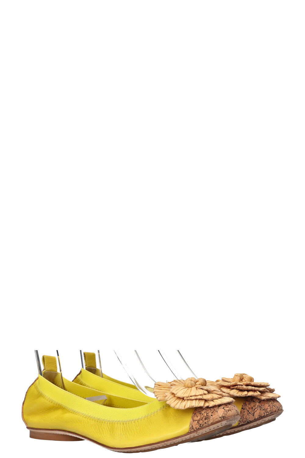 CHANEL Raffia Flats Yellow