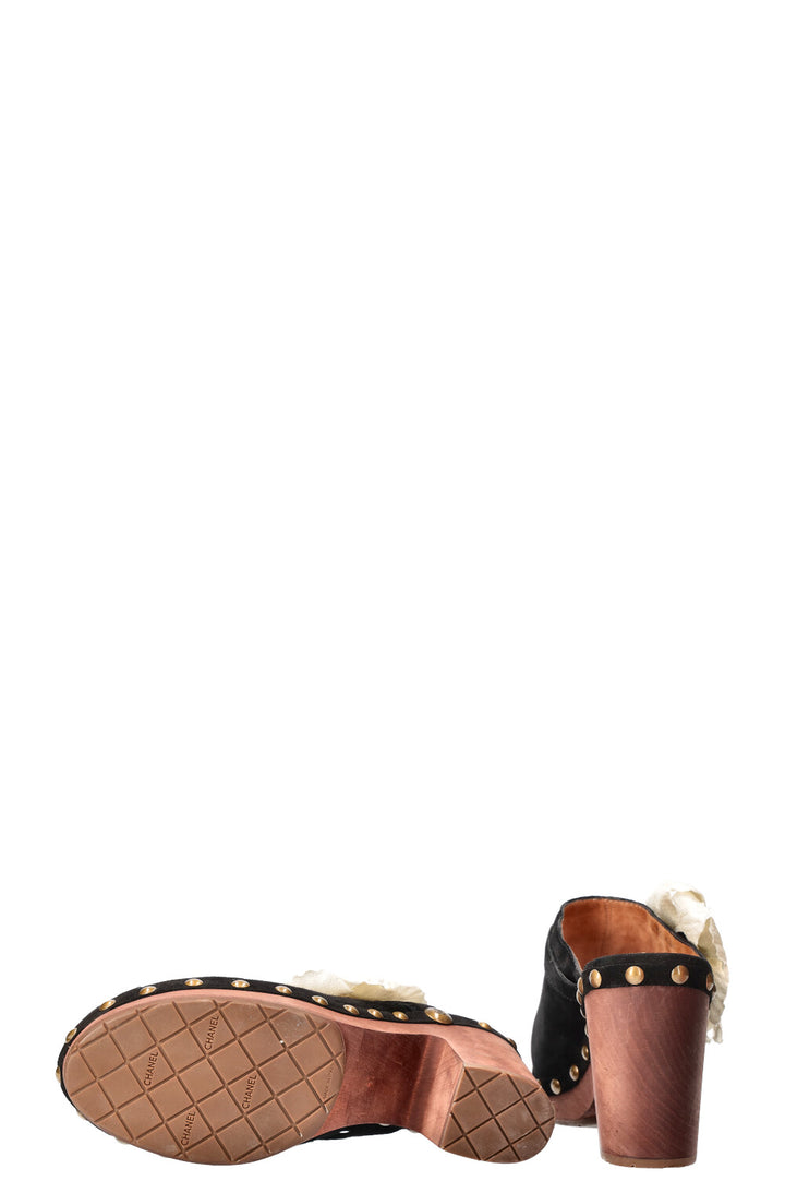 CHANEL Clogs Suede Black