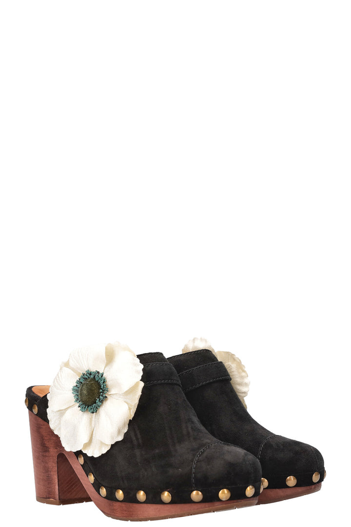 CHANEL Clogs Suede Black