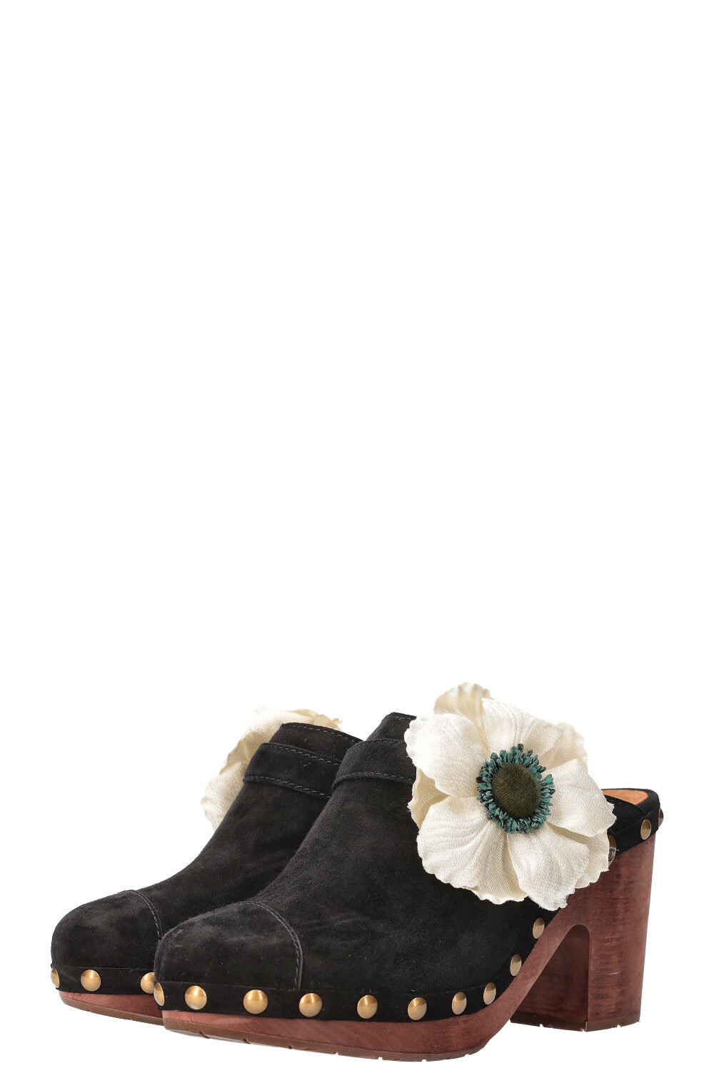 CHANEL Clogs Suede Black
