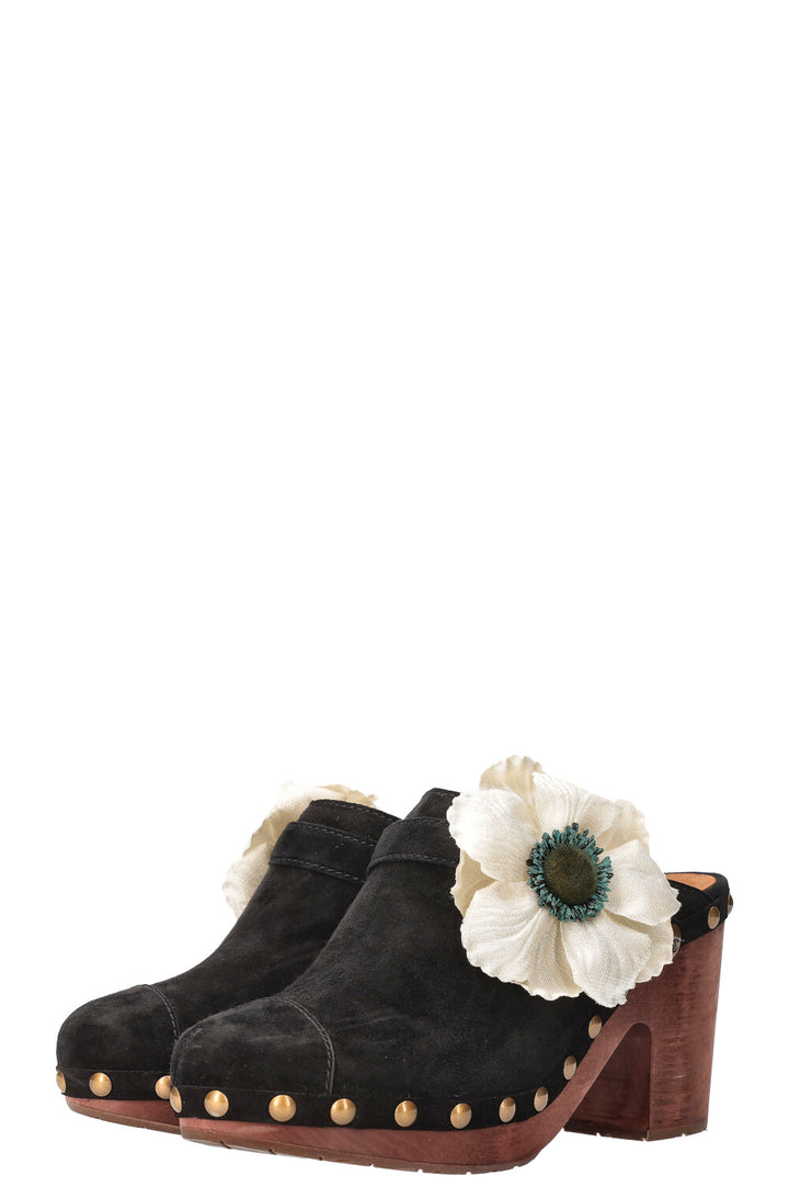 CHANEL Clogs Suede Black