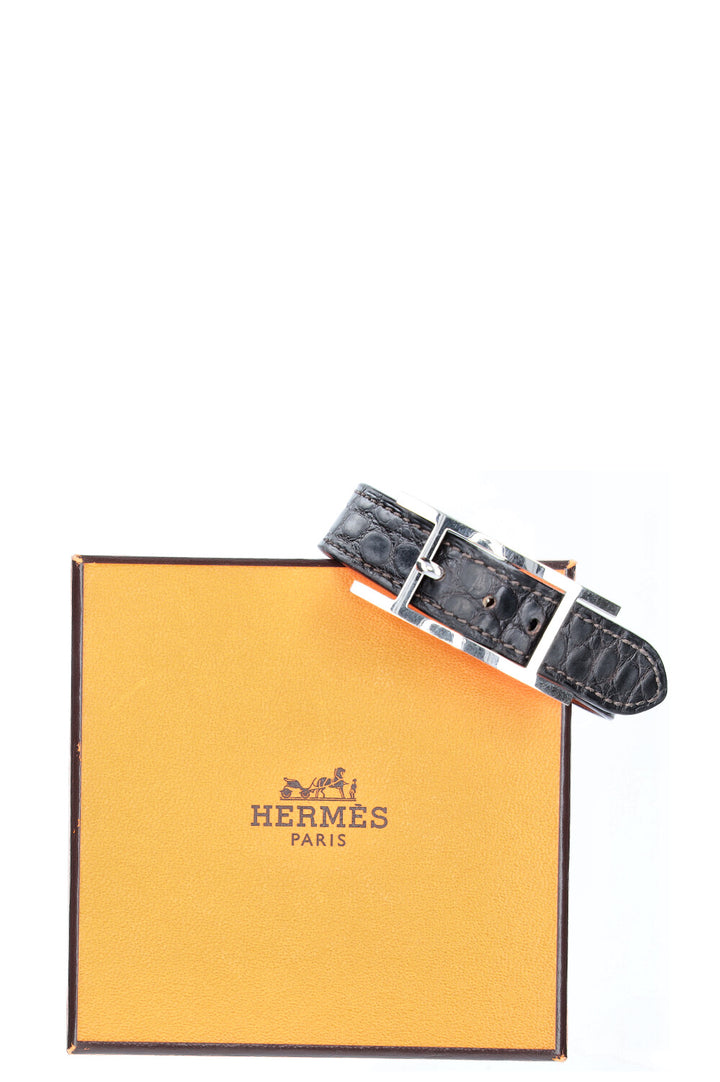 HERMÈS Bracelet Hapi Alligator Mississippiensis Noir