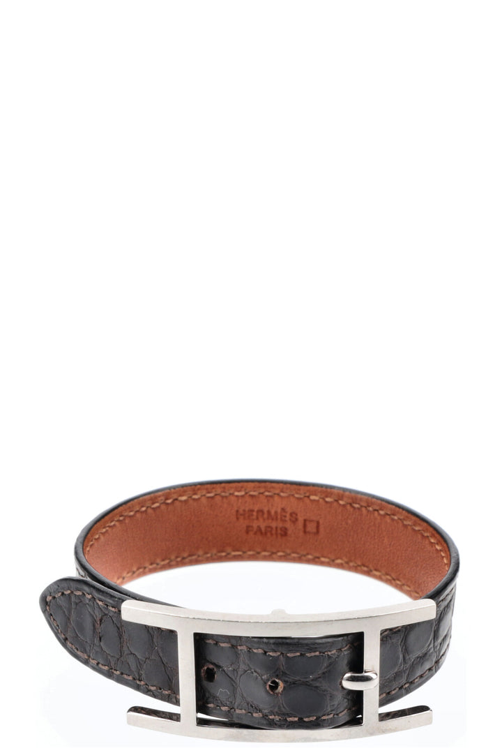 HERMÈS Bracelet Hapi Alligator Mississippiensis Noir