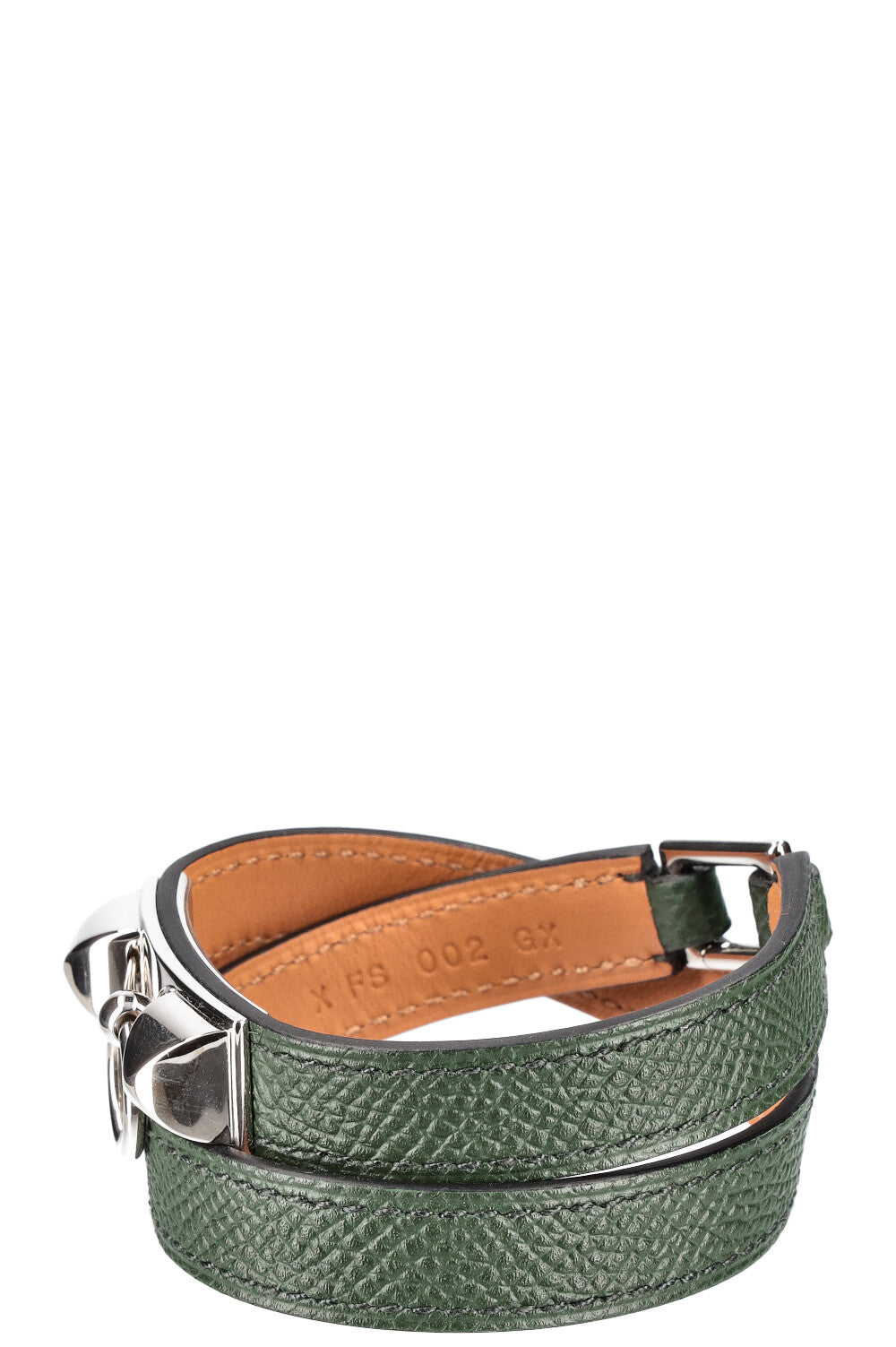 HERMÈS Bracelet Rivale Double Tour Epsom Cuir Vert Anglais