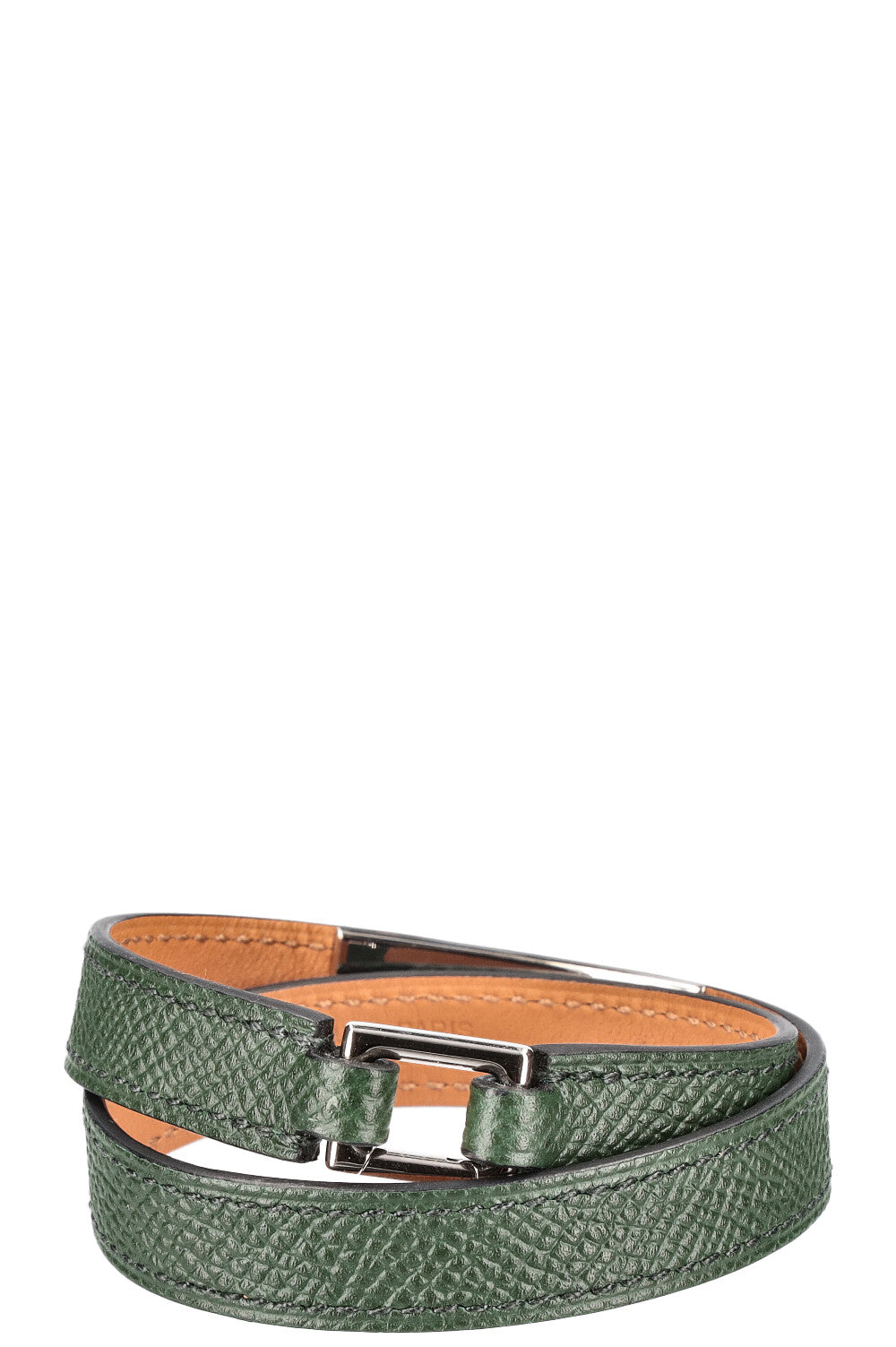 HERMÈS Bracelet Rivale Double Tour Epsom Cuir Vert Anglais