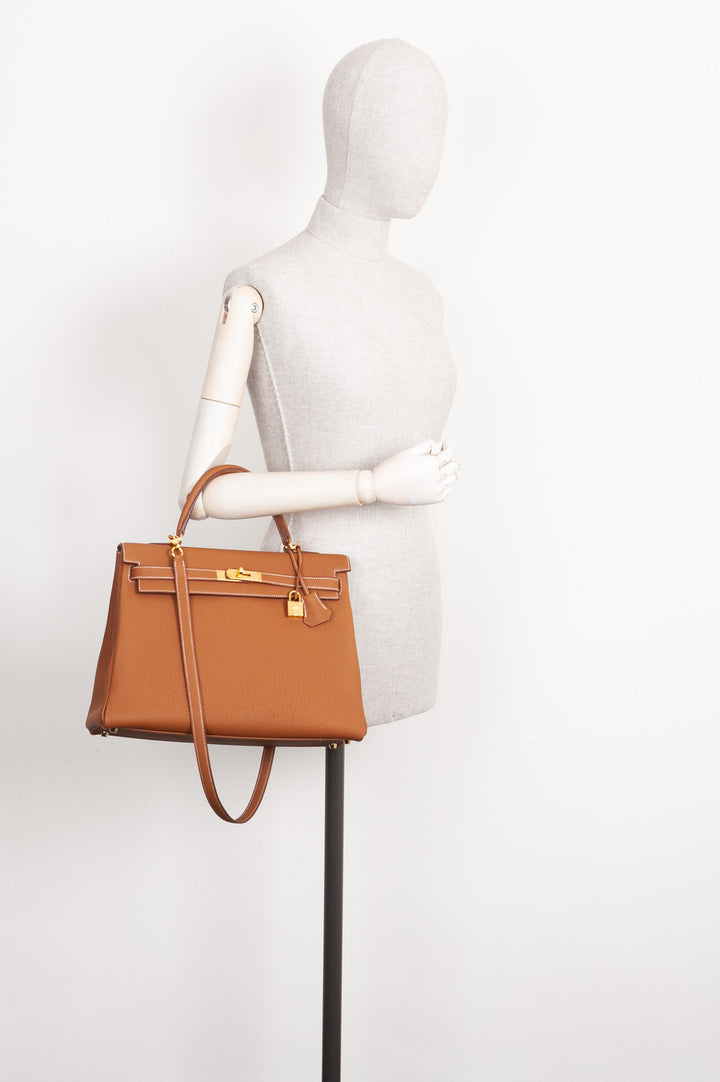 HERMÈS Kelly Retourne 35 Veau Togo Gold