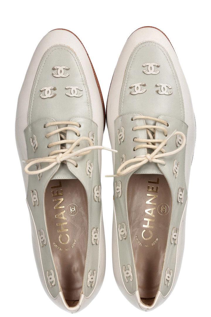 CHANEL Flats Mint White