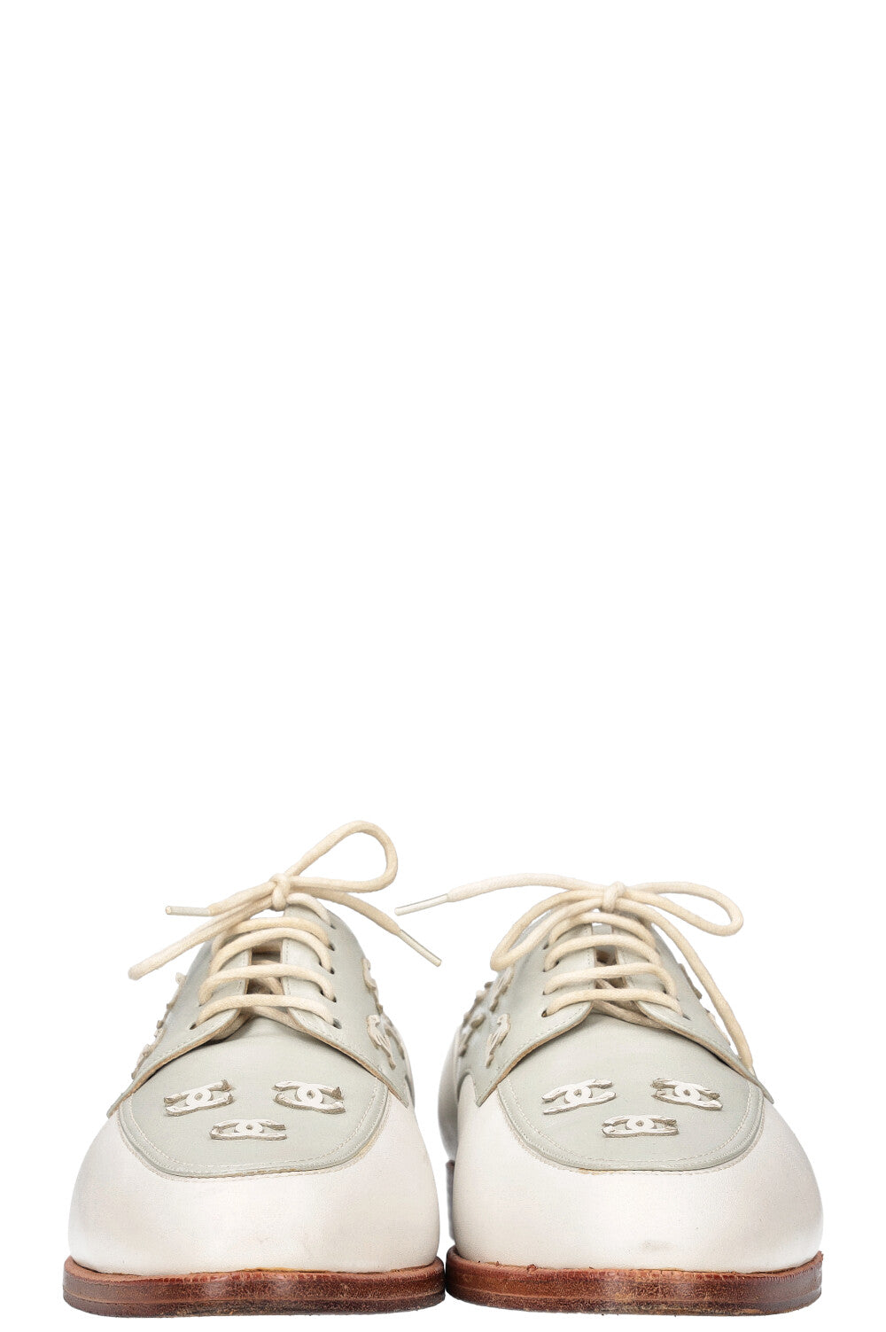 CHANEL Flats Mint White