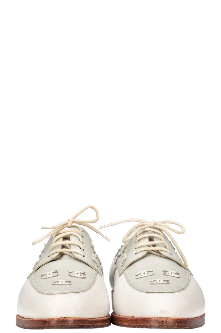 CHANEL Flats Mint White