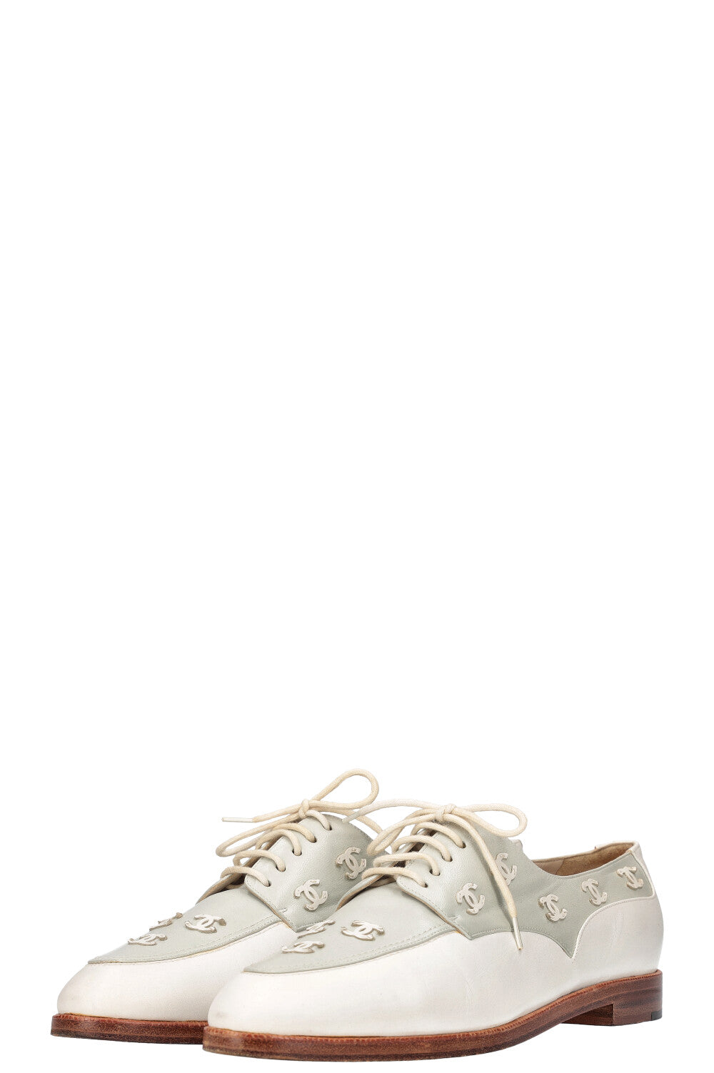 CHANEL Flats Mint White