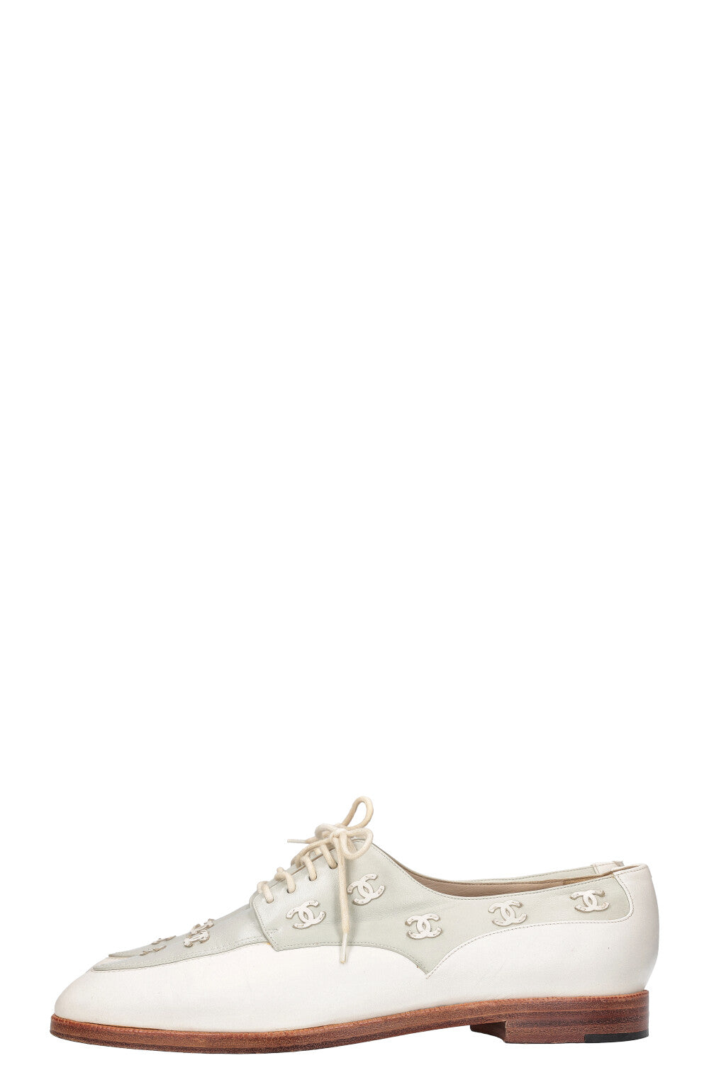 CHANEL Flats Mint White
