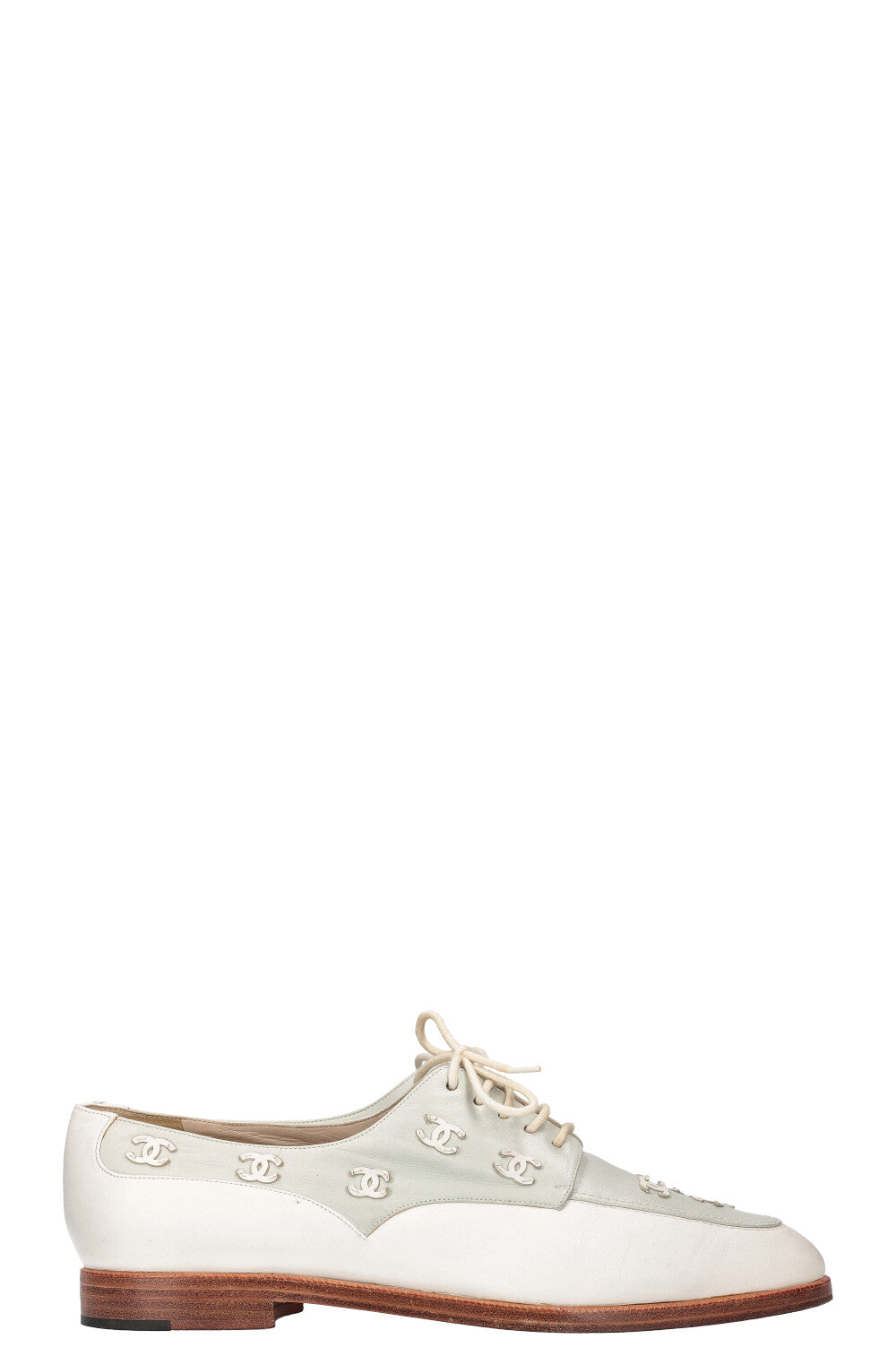 CHANEL Flats Mint White