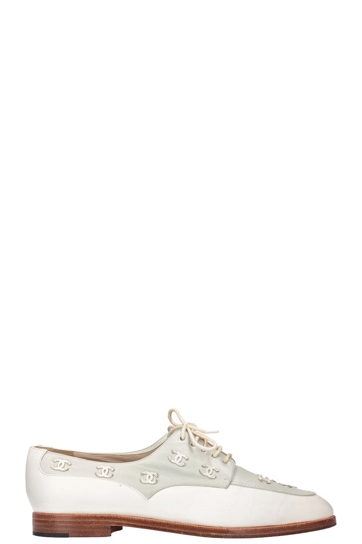 CHANEL Flats Mint White