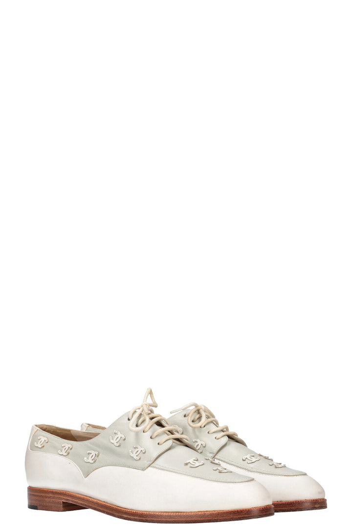 CHANEL Flats Mint White