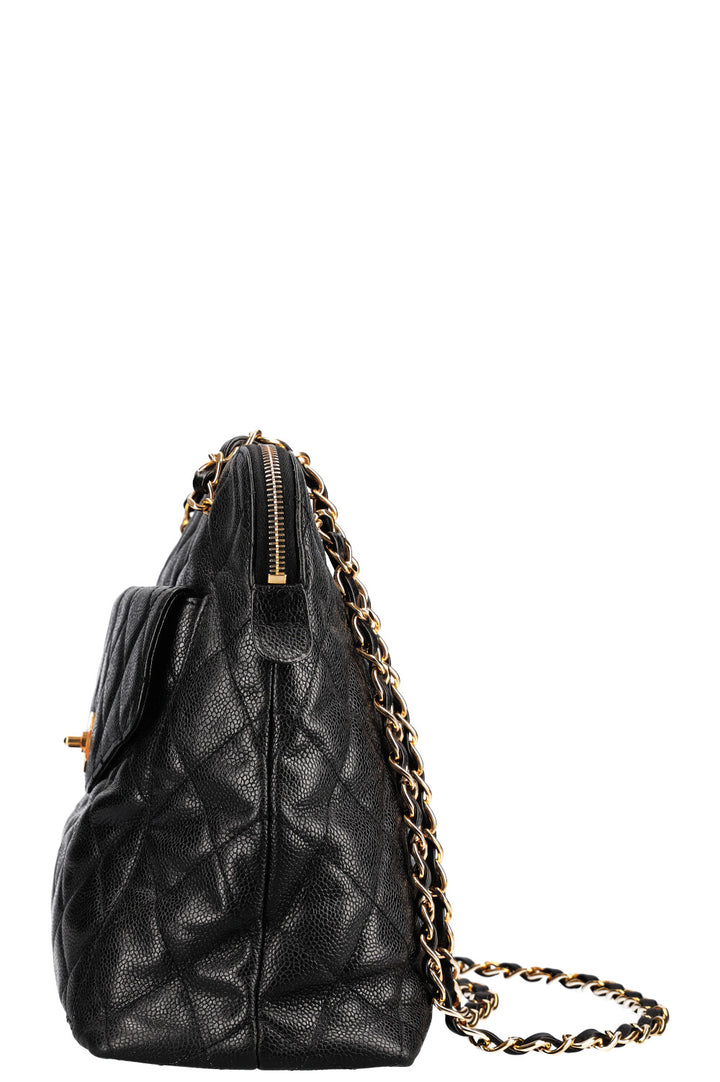 CHANEL Vintage Front Pocket Bag Caviar Black