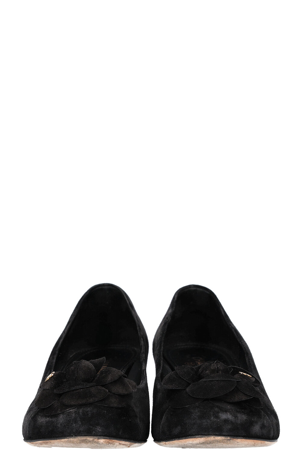 CHANEL Talons Camelia Daim Noir