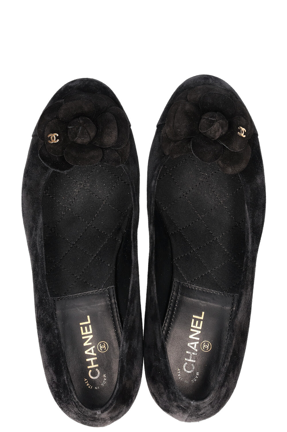 CHANEL Talons Camelia Daim Noir