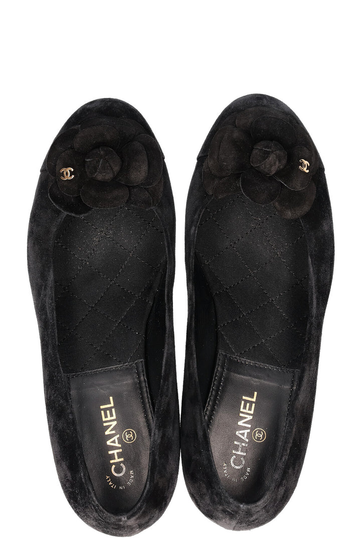 CHANEL Talons Camelia Daim Noir