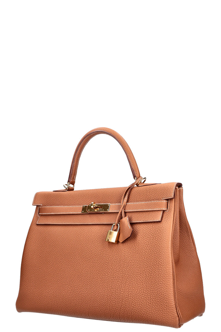 HERMÈS Kelly Retourne 35 Veau Togo Gold