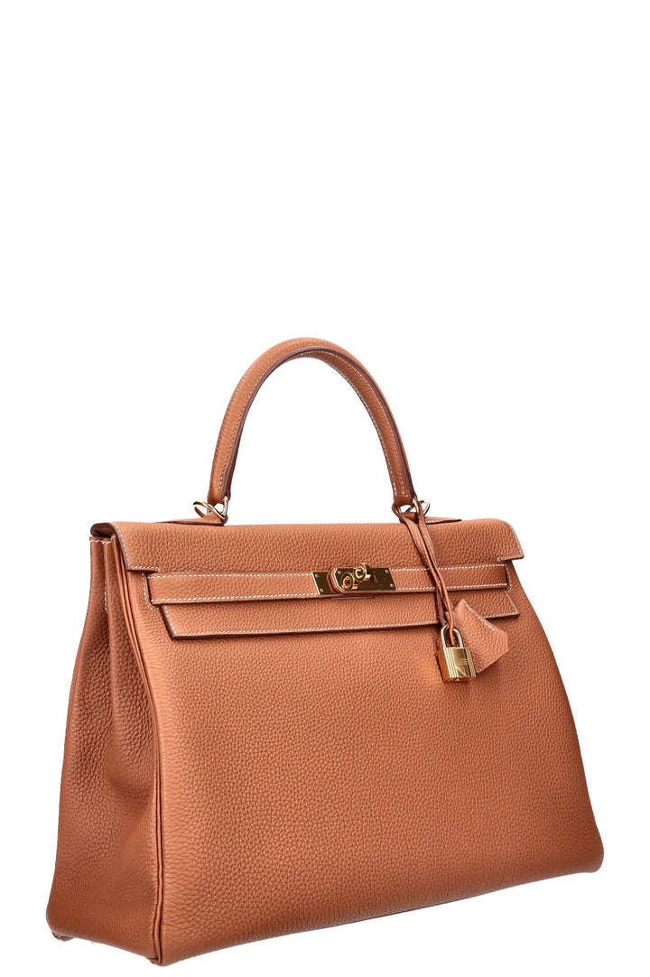 HERMÈS Kelly Retourne 35 Veau Togo Gold