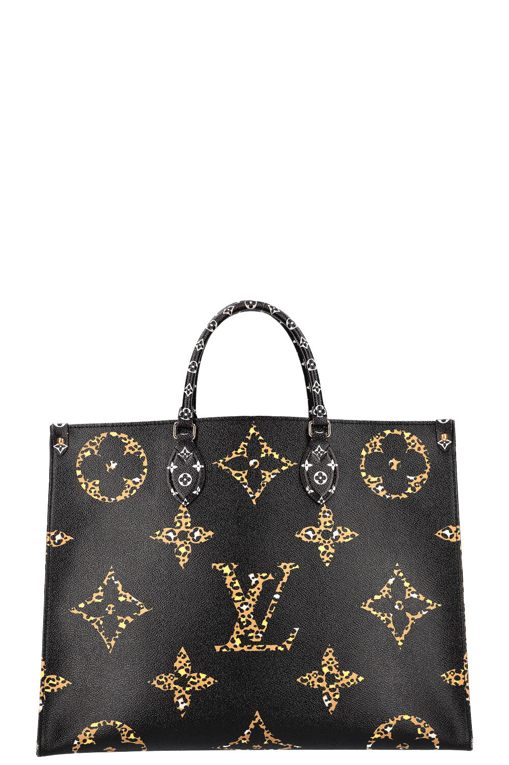 NEW Louis Vuitton OnTheGo GM Jungle Print Tote Black & Caramel On The Go