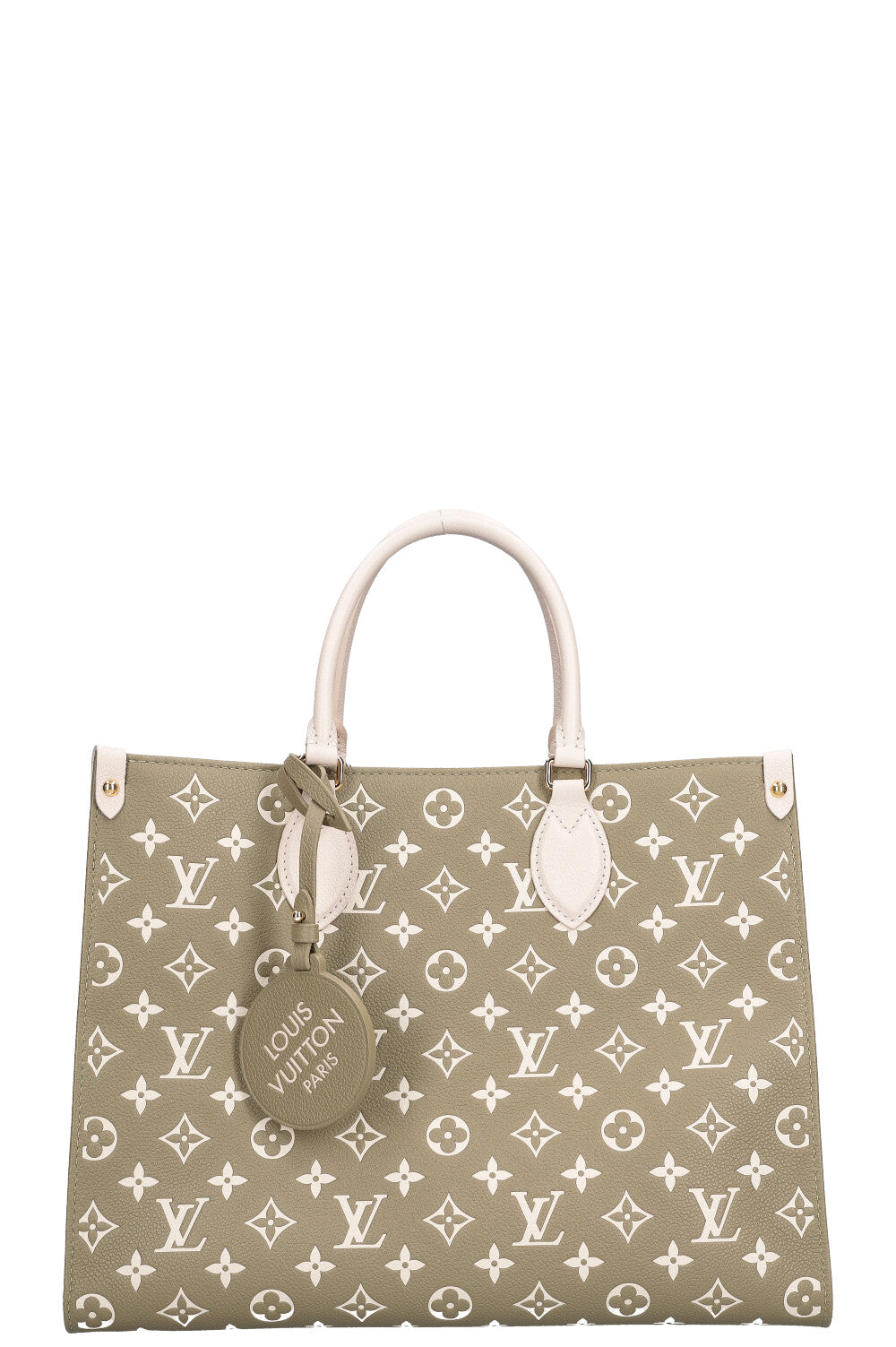 Louis Vuitton Onthego MM Khaki Green/Beige/Cream in Cowhide