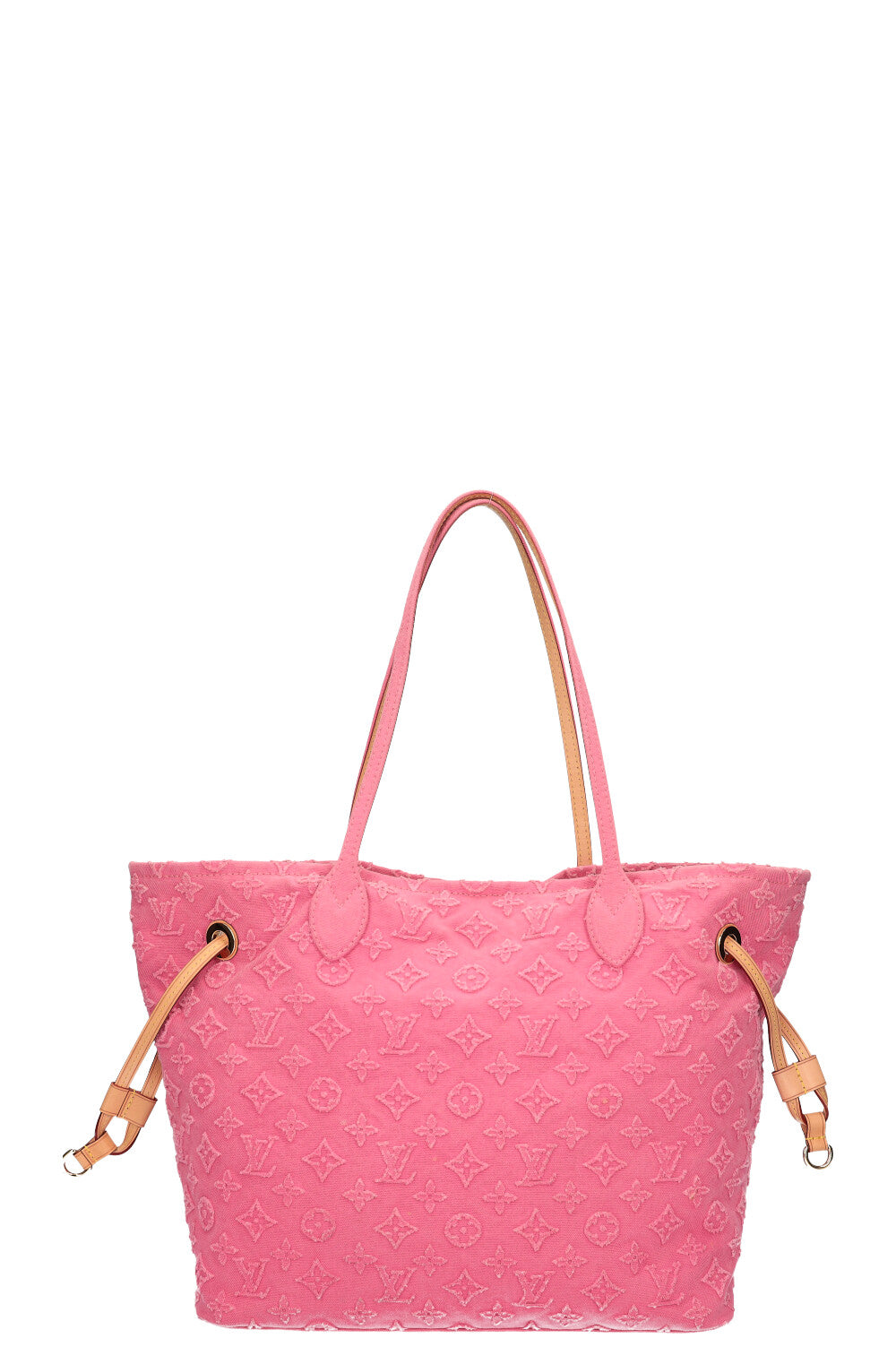 Louis Vuitton Monogram Denim Neverfull Mm Rose Pink Leather ref