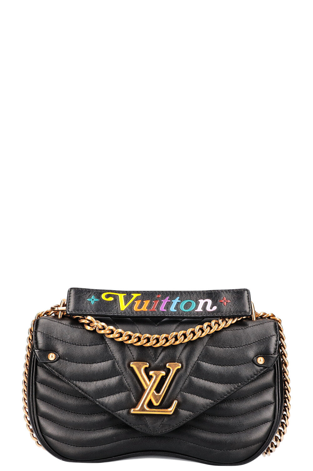 LOUIS VUITTON New Wave Chain Bag MM Black REAWAKE