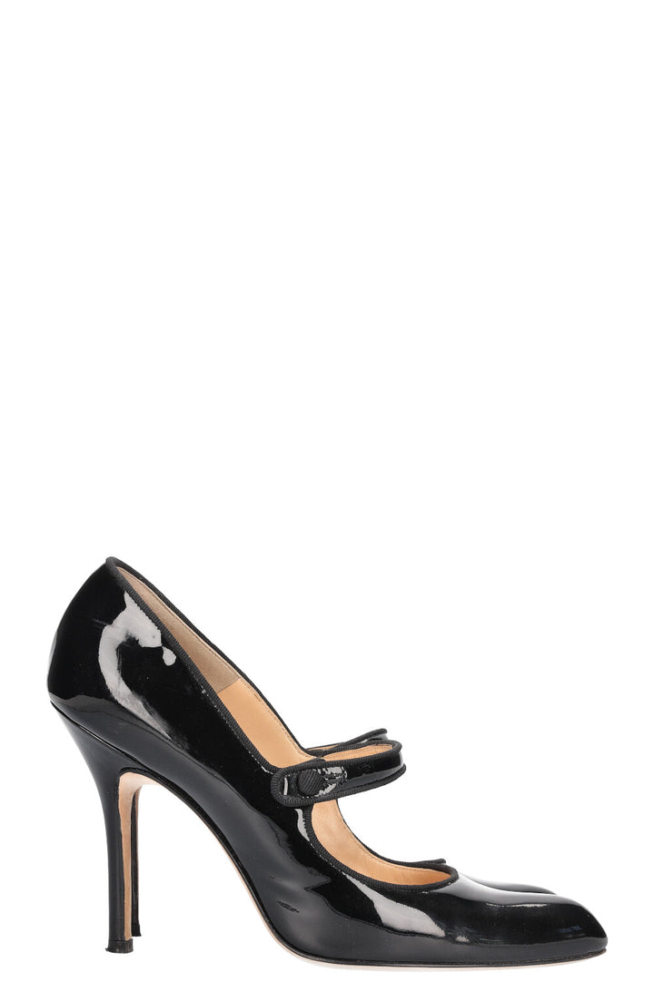 MANOLO BLAHNIK Escarpins Mary Jane Vernis Noir