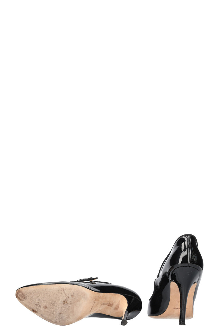 MANOLO BLAHNIK Escarpins Mary Jane Vernis Noir