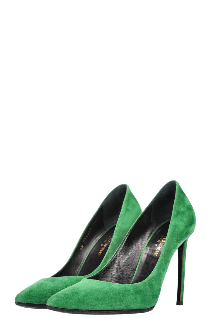 SAINT LAURENT Anja Heels Suede Green