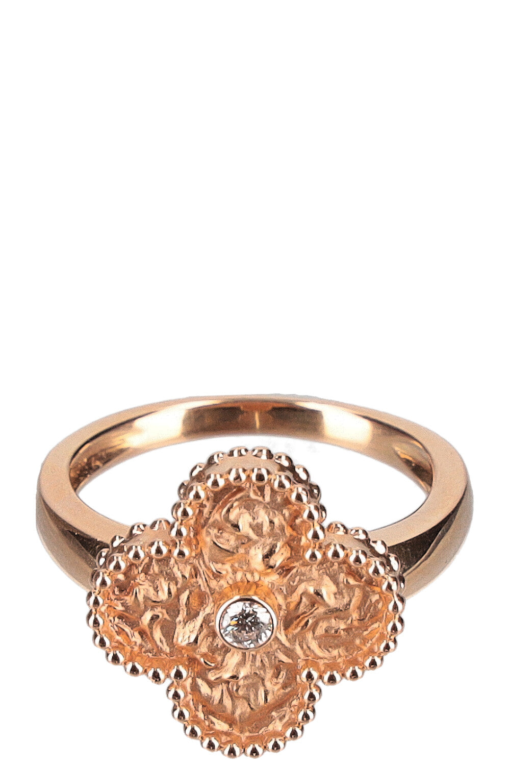 VAN CLEEF&ARPLES Vintage Alhambra Ring Textured with Diamond