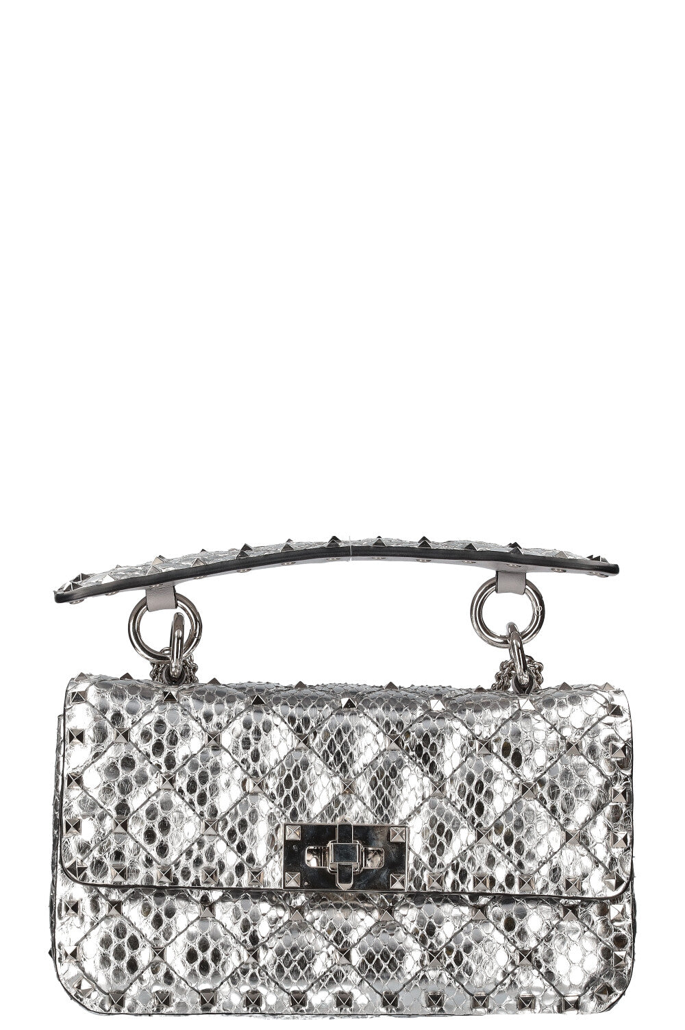 VALENTINO Python Rockstud Bag Small Silver REAWAKE