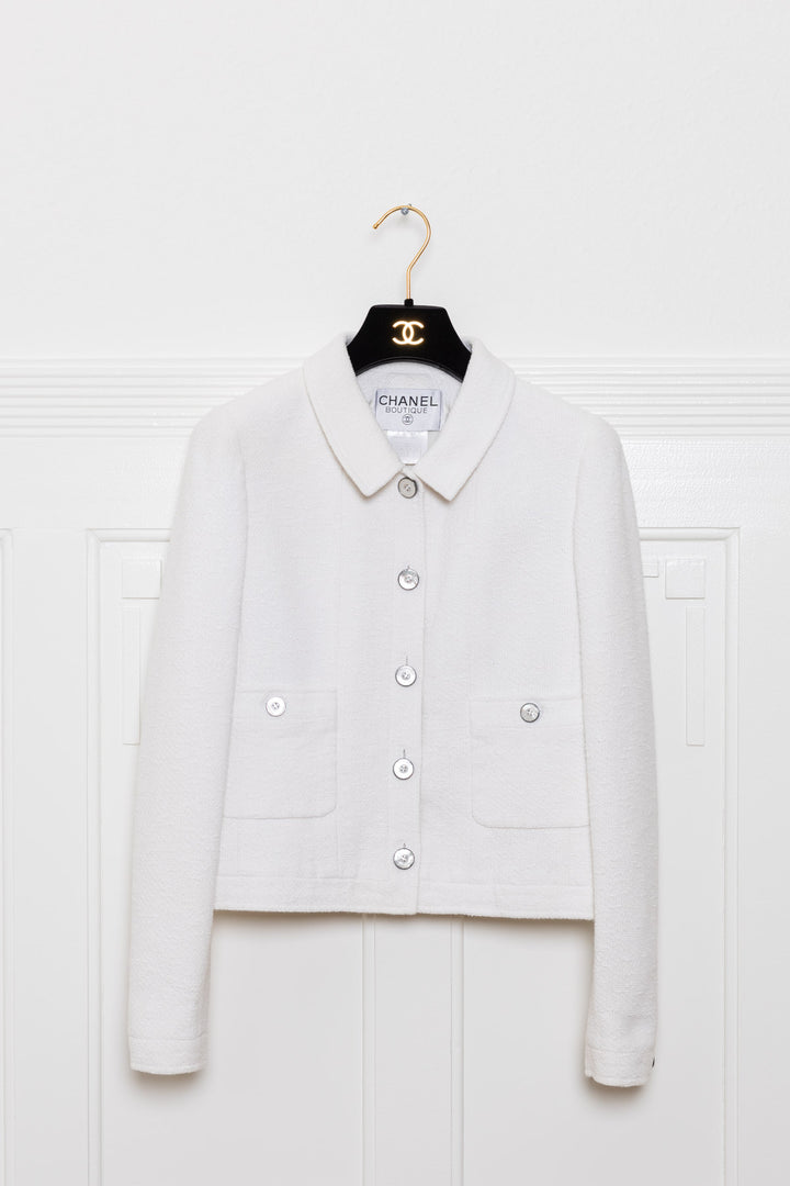 CHANEL Blazer & Robe Tweed Blanc