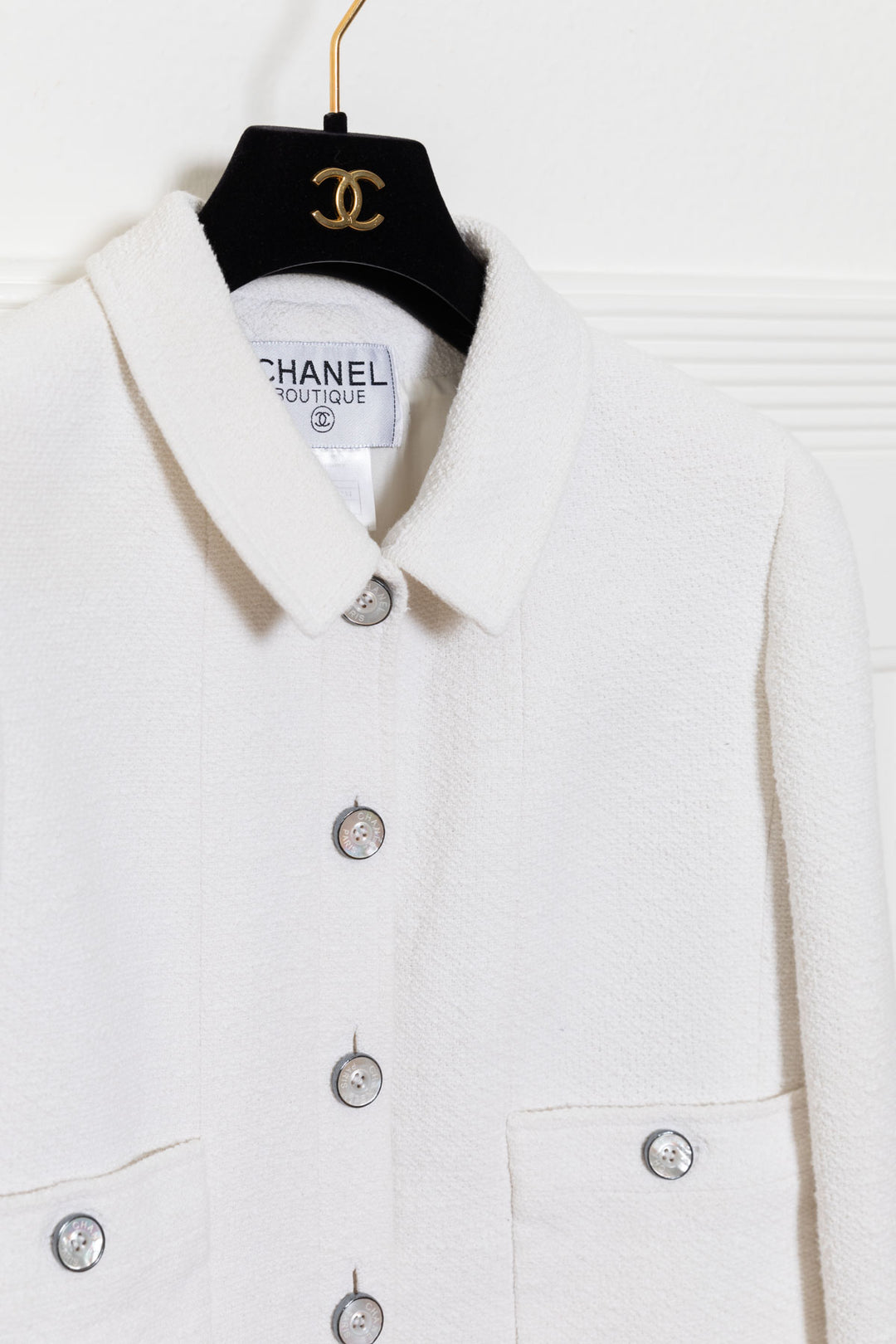 CHANEL Blazer & Robe Tweed Blanc