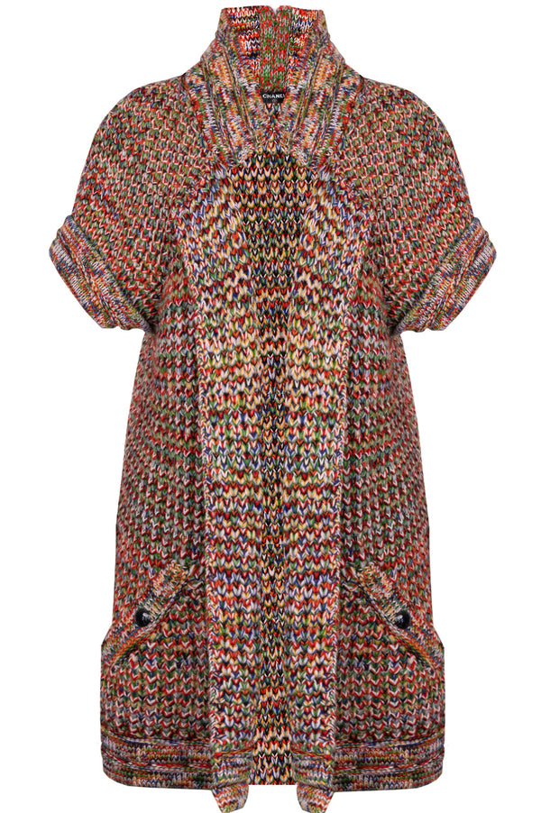 CHANEL Short Sleeve Knit Coat Multicolor