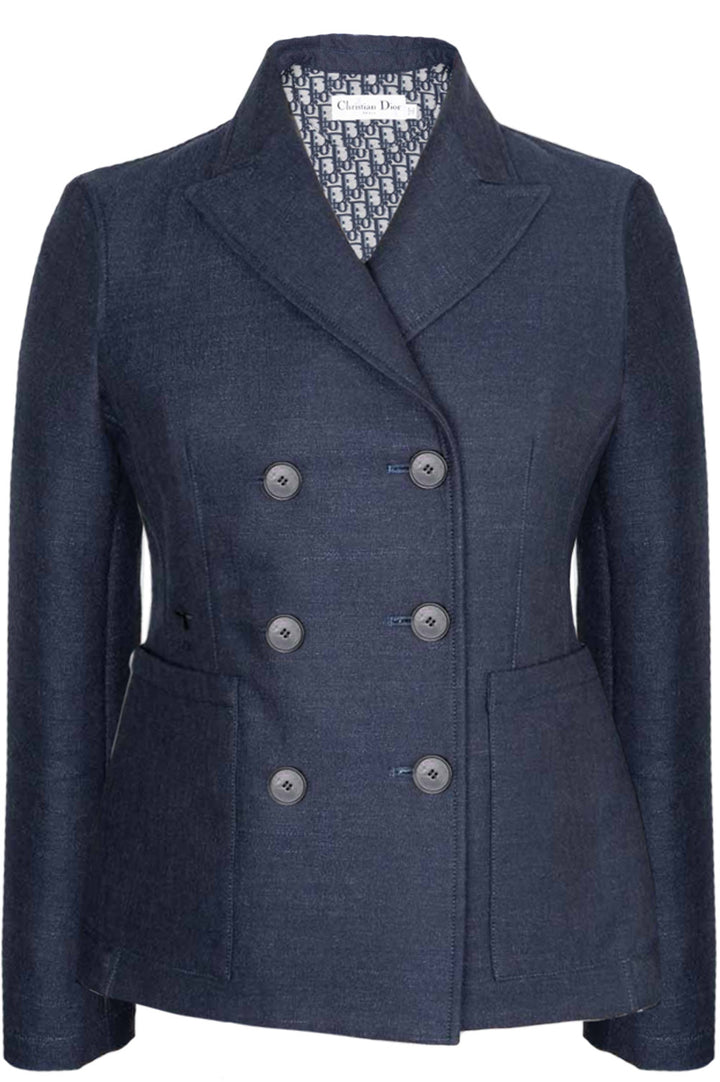 CHRISTIAN DIOR Bar Jacket with Oblique Lining Blue