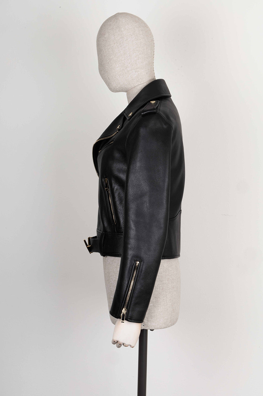 VALENTINO V Logo Biker Leather Jacket Black