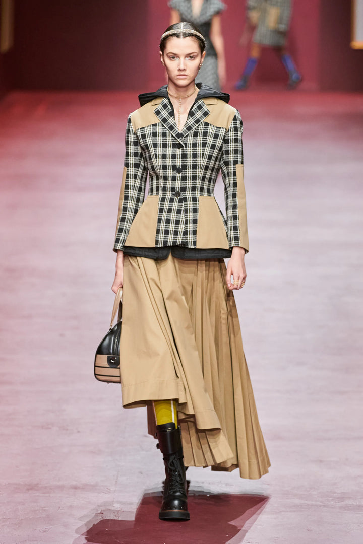 CHRISTIAN DIOR 2022 Veste 2-en-1 Check'N'Dior en laine noir