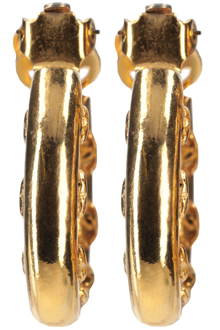 CHANEL Vintage CC Hoop Earrings Gold