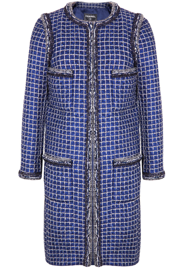 CHANEL Coat Fantasy Tweed Blue