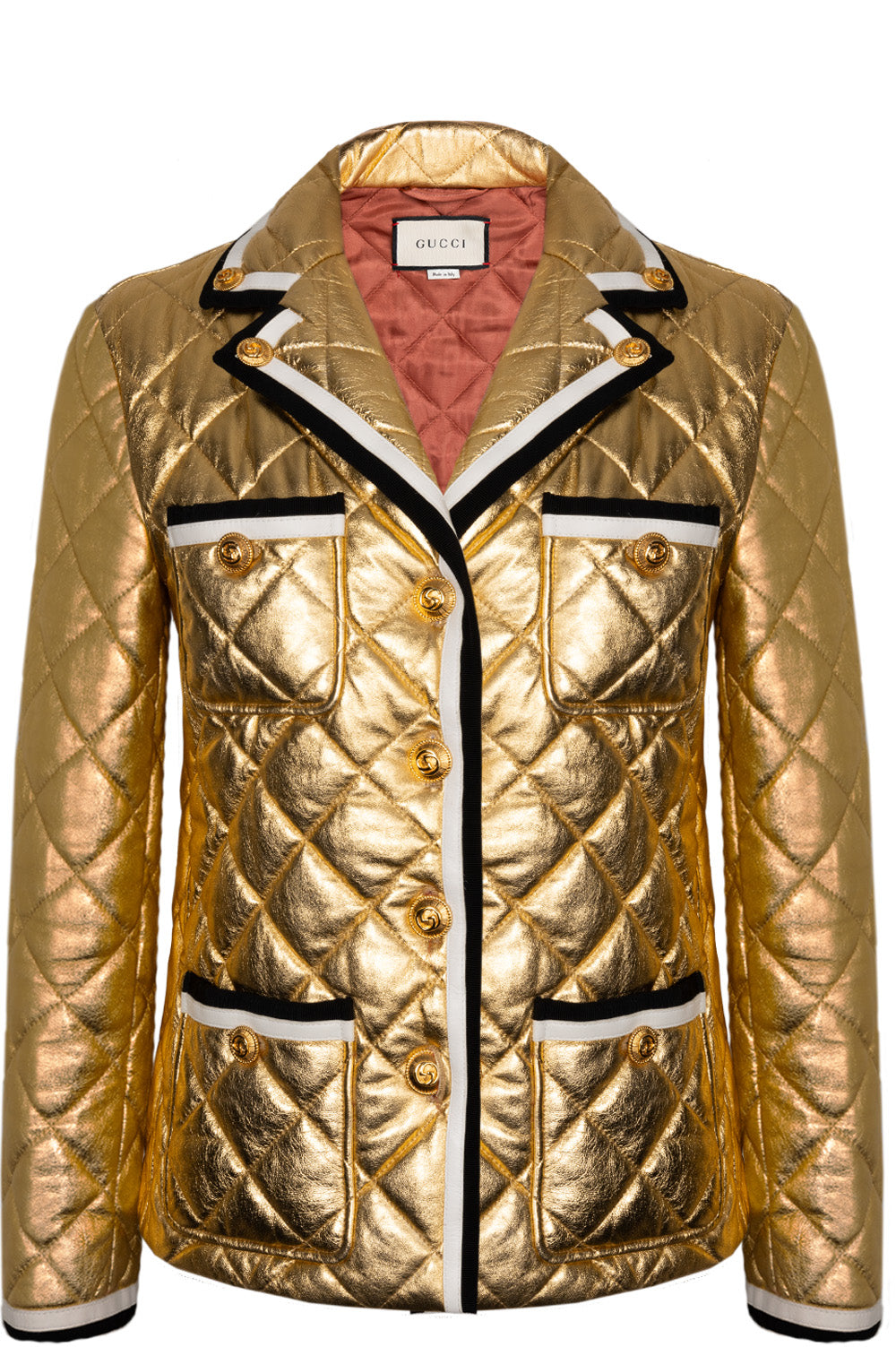 GUCCI Patch Pocket Leather Jacket Gold