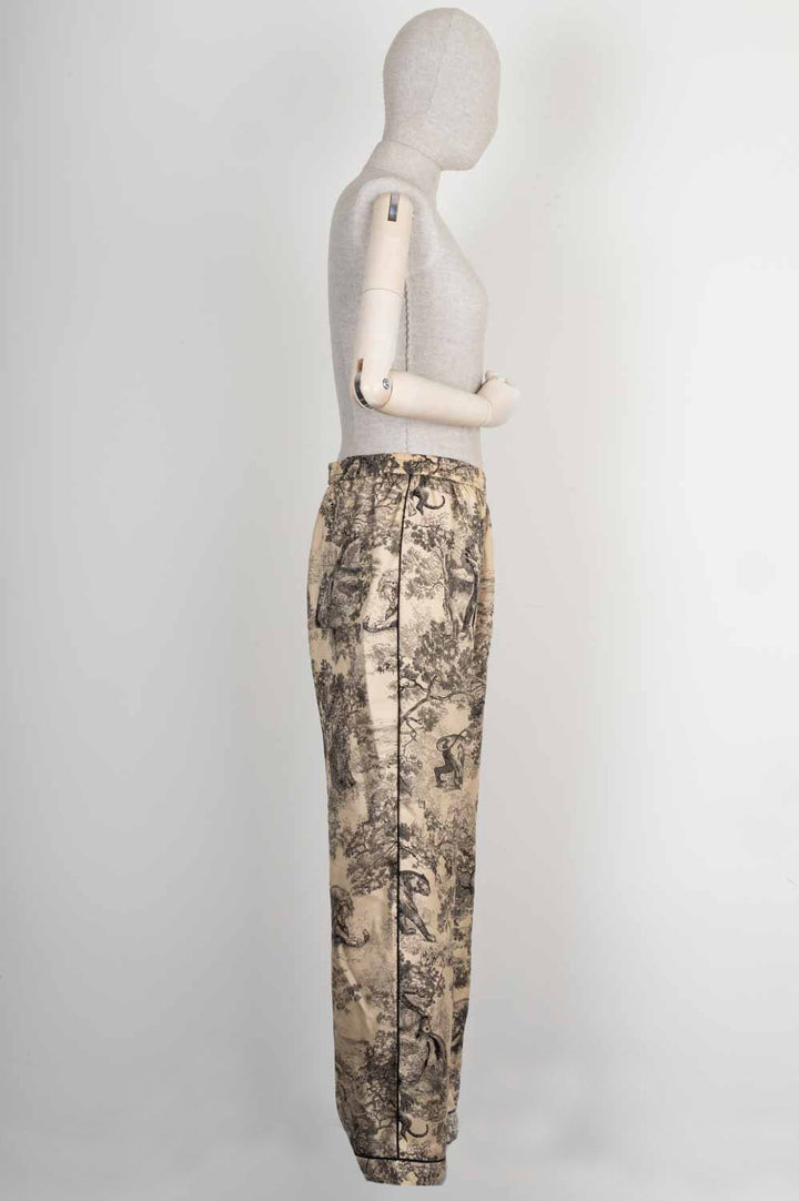 CHRISTIAN DIOR Chez Moi Pants Toile de Jouy Motif Silk Beige